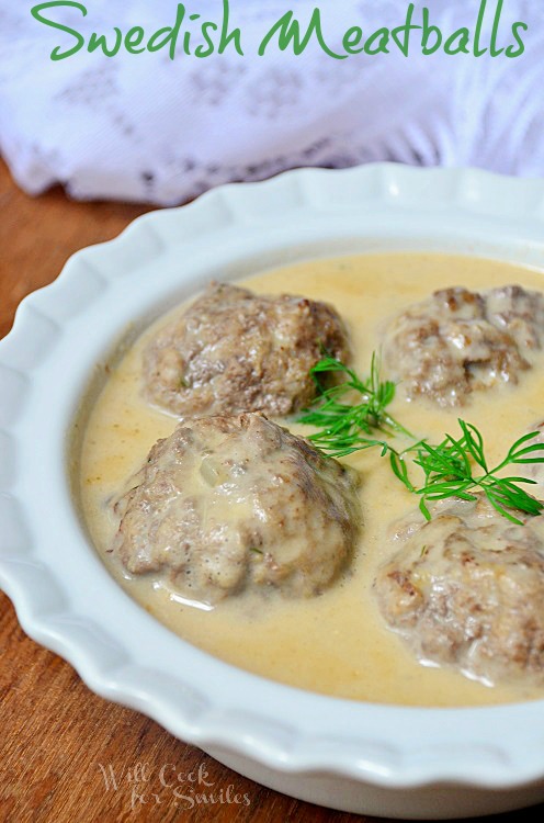 Swedish meatballs and sauce in a bowl 
