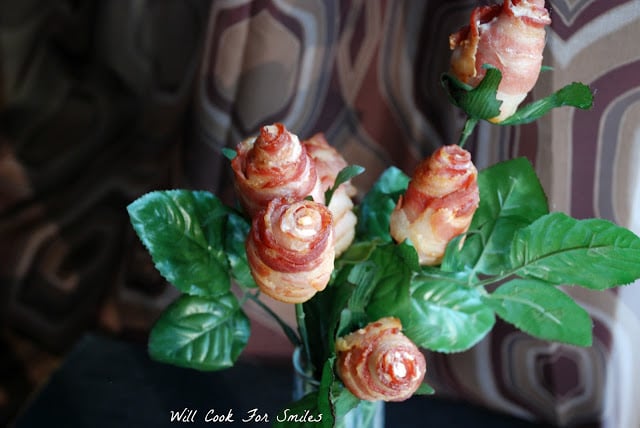 bacon flower bouquet in a vase 
