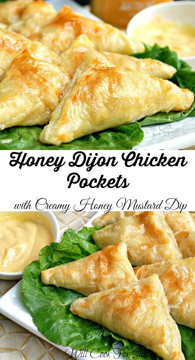 Honey Dijon Chicken Pockets with Creamy Honey Mustard Dip from willcookforsmiles.com