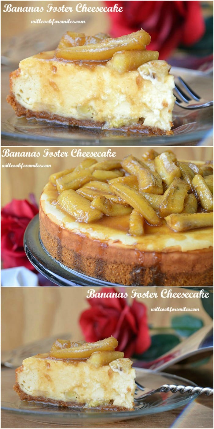 Bananas Foster Cheesecake collage 
