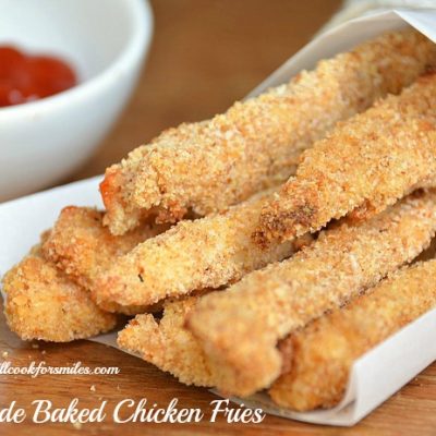 pouch with chicken tenders in front of shot ketchup in background