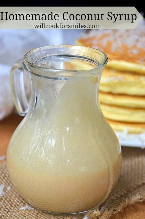 Homemade Coconut Syrup in glass container 