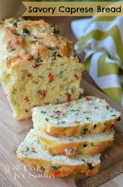 Caprese bread slices on a table 