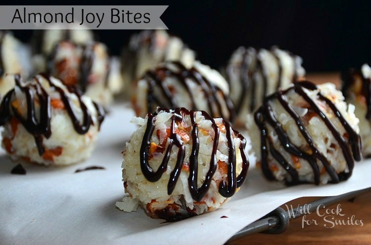 almond joy bites on wax paper 