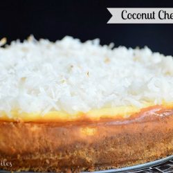 1 whole coconut cheesecake on round glass platter