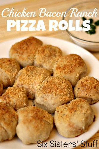 Chicken Bacon Ranch Pizza Rolls on a plate 