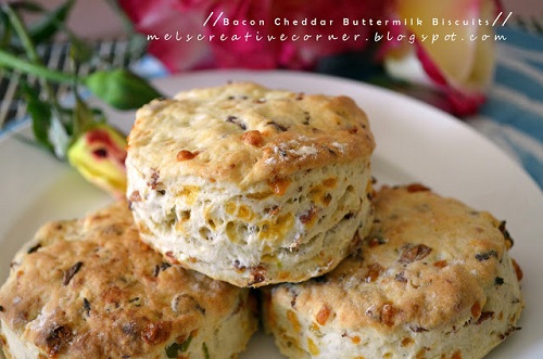 bacon biscuits on a white plate 