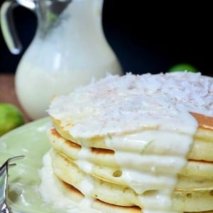 key lime pancake stacked on a plate 