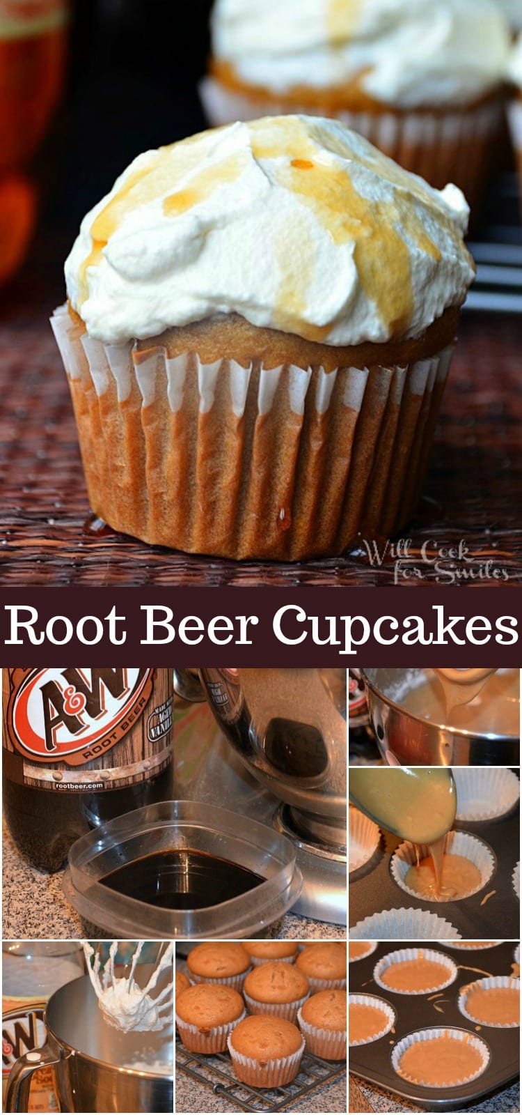 Root Beer Cupcakes with Cream Soda Frosting collage