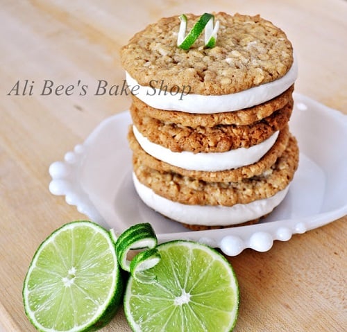 key lime cookies stacked on a plate 