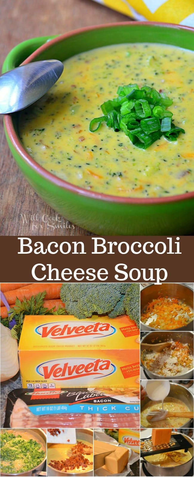 Broccoli Cheese Soup is the most comforting that's easy to make and makes the whole family happy. This is the best broccoli cheese soup because it's loaded with bacon as well. #soup #broccolisoup #broccolicheese #bacon