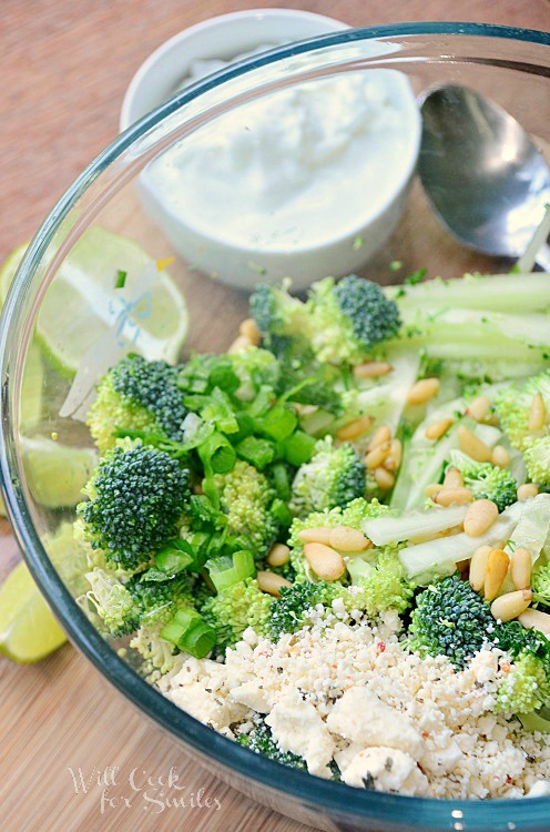 How to make broccoli salad in a clear glass bowl 