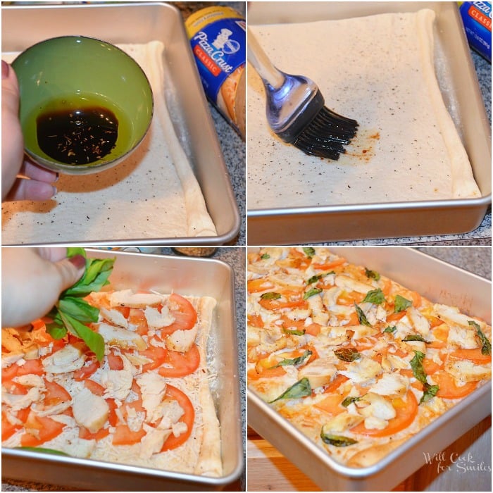 Caprese Chicken Pizza Collage