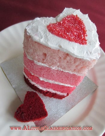 heart cake on a white plate 