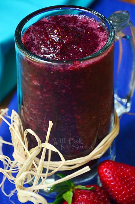 Pomegranate Berry Smoothie in a glass mug 