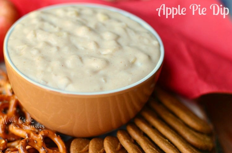 Apple Pie Dip in a n orange bowl 