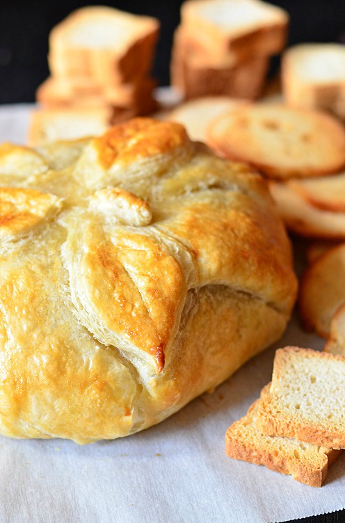 Baked Cranberry Maple Brie on wax paper 