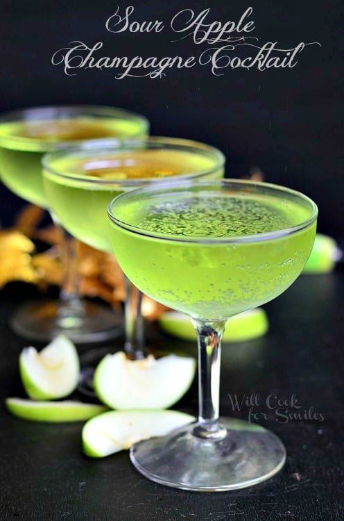 Sour Apple Champagne Cocktail