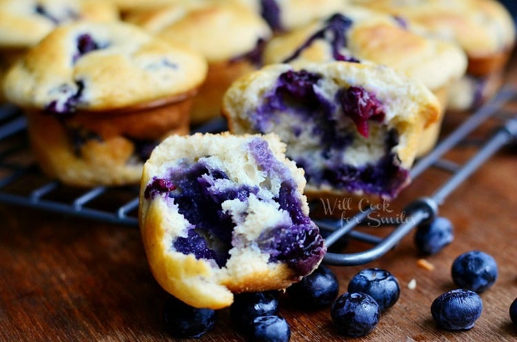 blueberry muffin broken in half