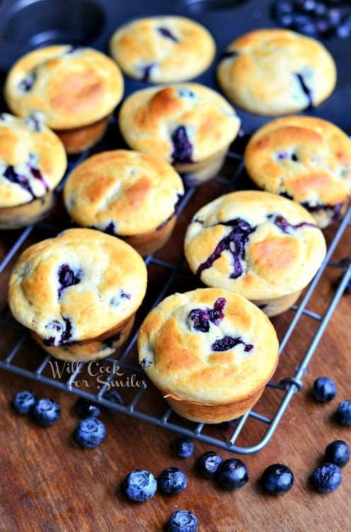 top view of several muffins on the cooling rack