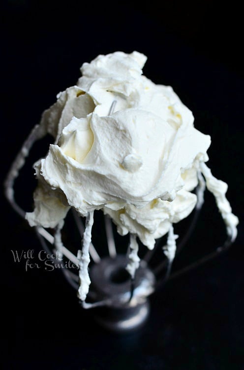 Mascarpone Frosting on a whisk 