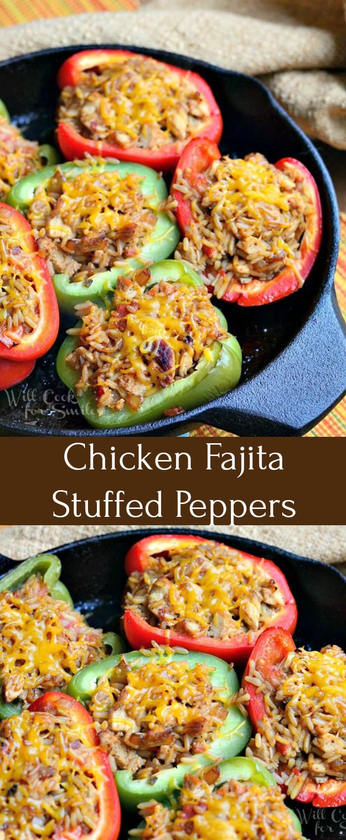  Chicken Fajita Stuffed Peppers in collage 