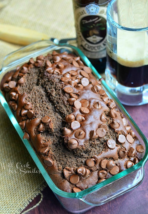 Chocolate Stout Bread in a bread pan 