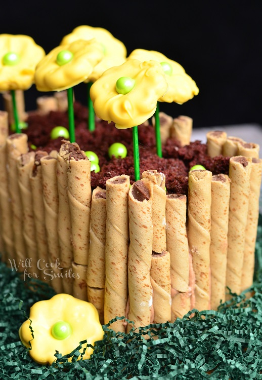 close up of spring flower cake 