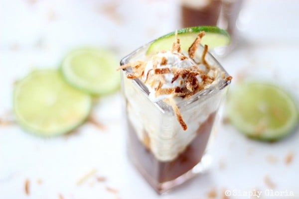 dr pepper floats with ice cream and a lime 