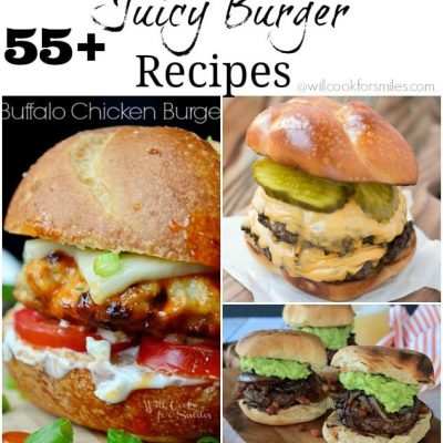3 picture collage of juicy burgers
