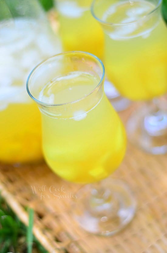 Fresh Tropical Fruit Sangria in a glass 