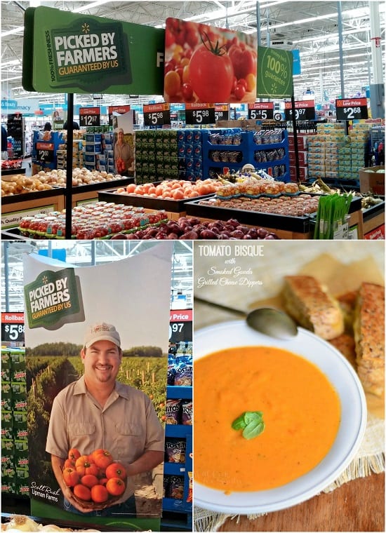 WalMart Produce collage with Tomato Bisque in bottom right corner 