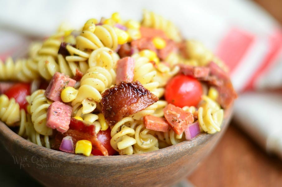 Meat Lover's Pasta Salad 1 from willcookforsmiles.com