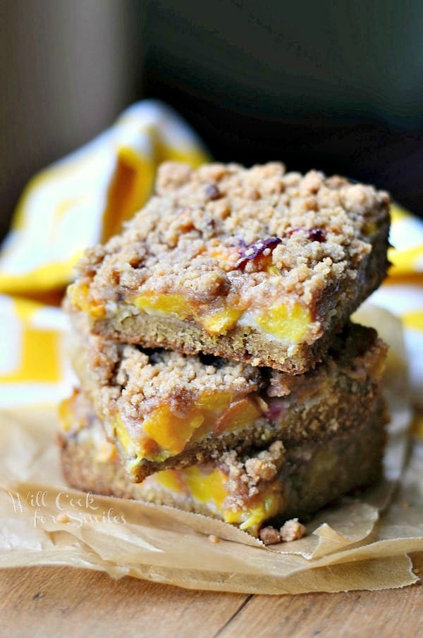 Peach Crumble Cookie Bars 1 from willcookforsmiles.com