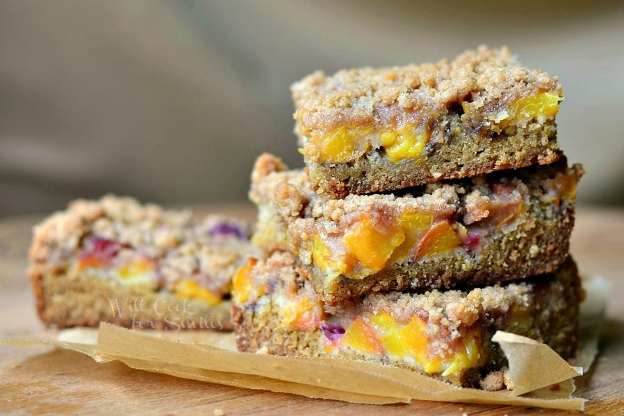 Peach Crumble Cookie Bars 4 from willcookforsmiles.com