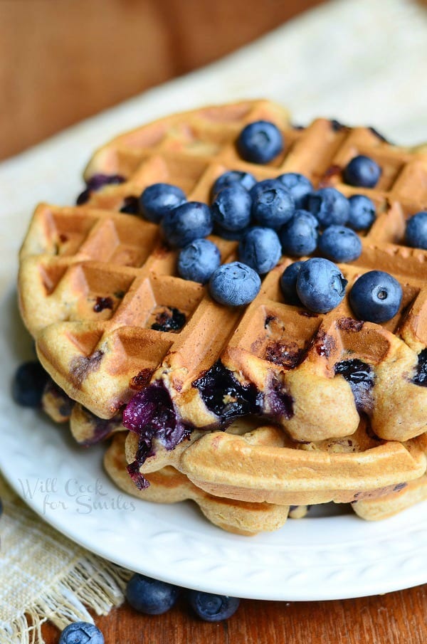 Whole Wheat Blueberry Vanilla Waffles 1 willcookforsmiles.com