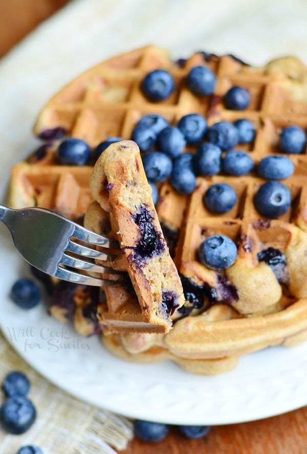 Whole Wheat Blueberry Vanilla Waffles from willcookforsmiles.com