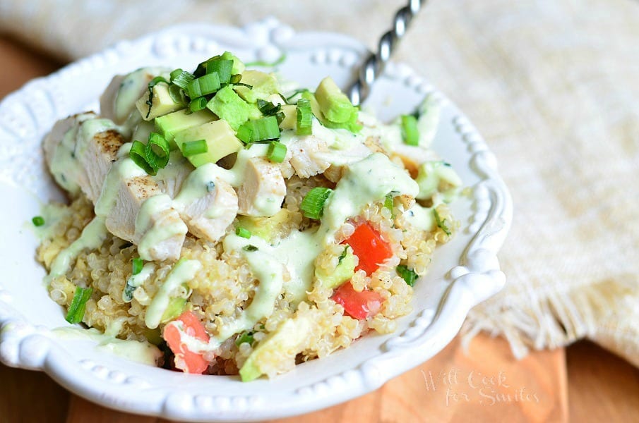 Avocado Ranch Chicken Quinoa Bowl 3 from willcookforsmiles.com