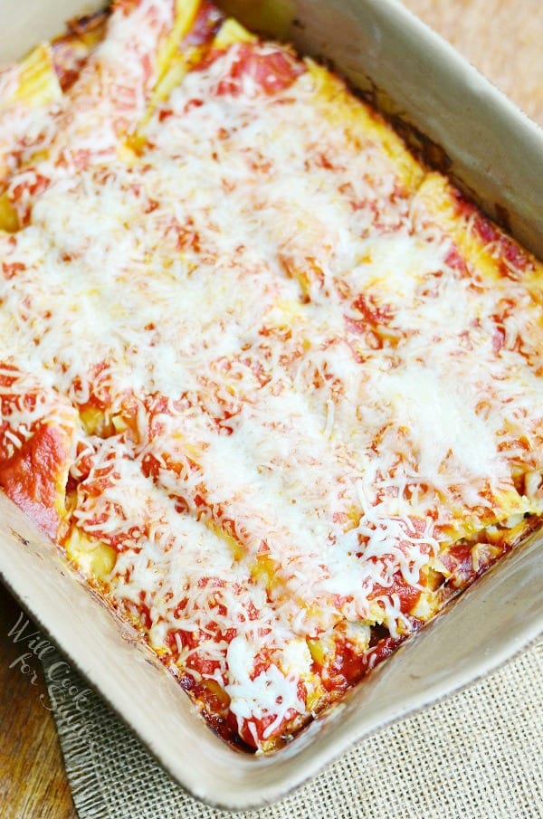 Bacon & Caramelized Onion Manicotti from willcookforsmiles.com