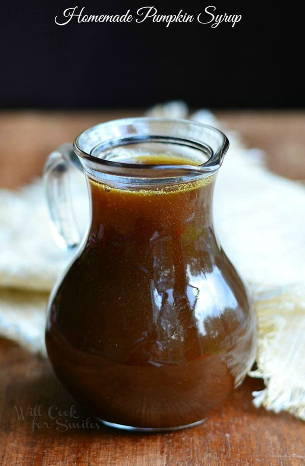 Homemade Pumpkin Syrup in a clear glass jar 