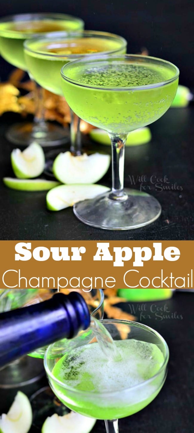 Sour Apple Champagne Cocktail collage 