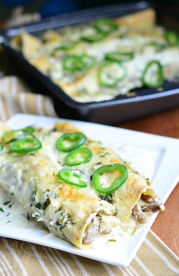 Steak Enchiladas with Jalapeño Cilantro Cream Sauce 2