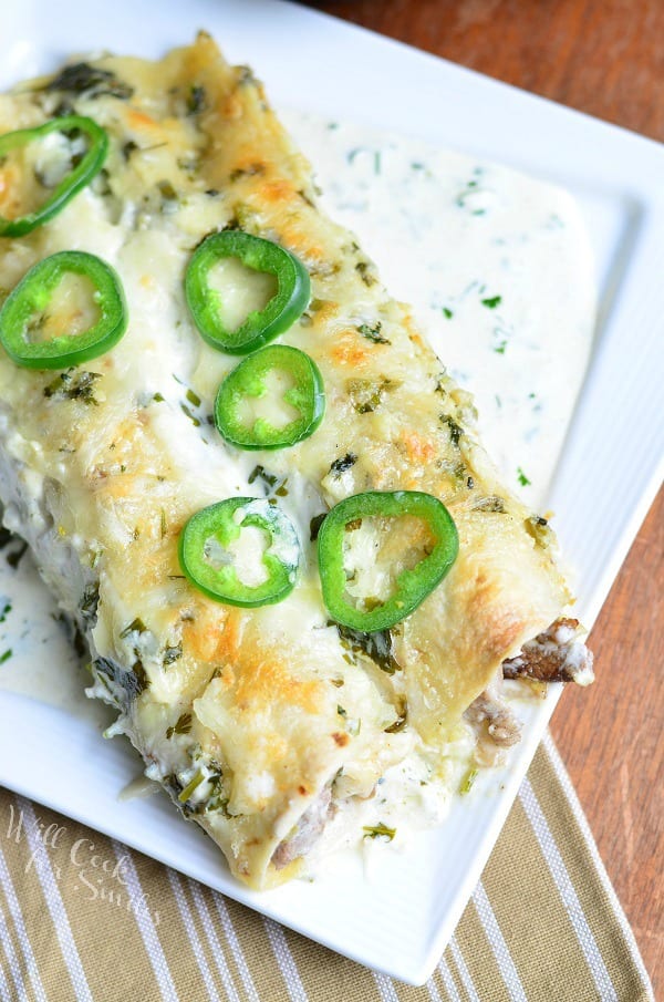 Steak Enchiladas with Jalapeño Cilantro Cream Sauce 4