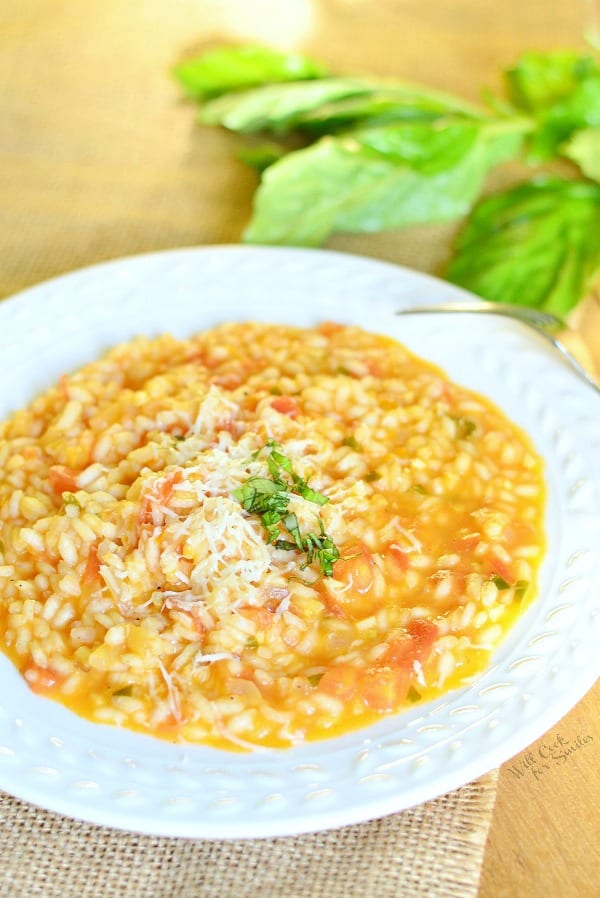 Creamy Tomato Basil Risotto from willcookforsmiles.com