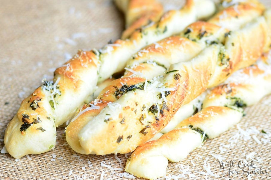 Homemade Parmesan Garlic & Herb Breadsticks | from willcookforsmiles.com
