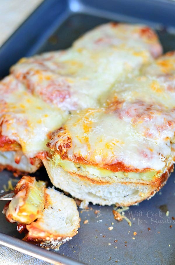 Open Faced Baked Eggplant Parmesan Sub 3 from willcookforsmiles.com