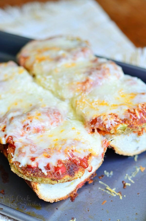 Open Faced Baked Eggplant Parmesan Sub from willcookforsmiles.com