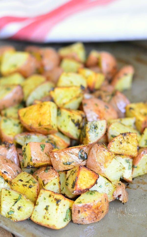 Cilantro Lime Roasted Potatoes | from willcookforsmiles.com