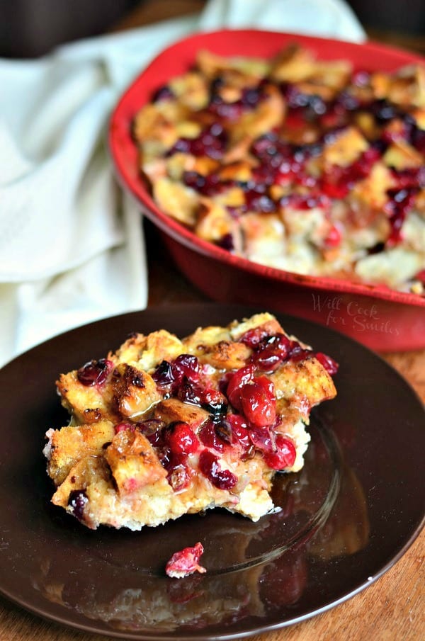 Cranberry Bread Pudding with Honey Whiskey Maple Sauce 3 from willcookforsmiles.com