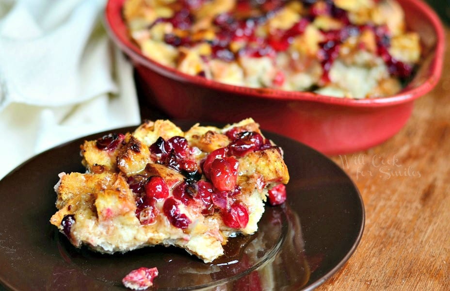 Cranberry Bread Pudding with Honey Whiskey Maple Sauce 4 from willcookforsmiles.com